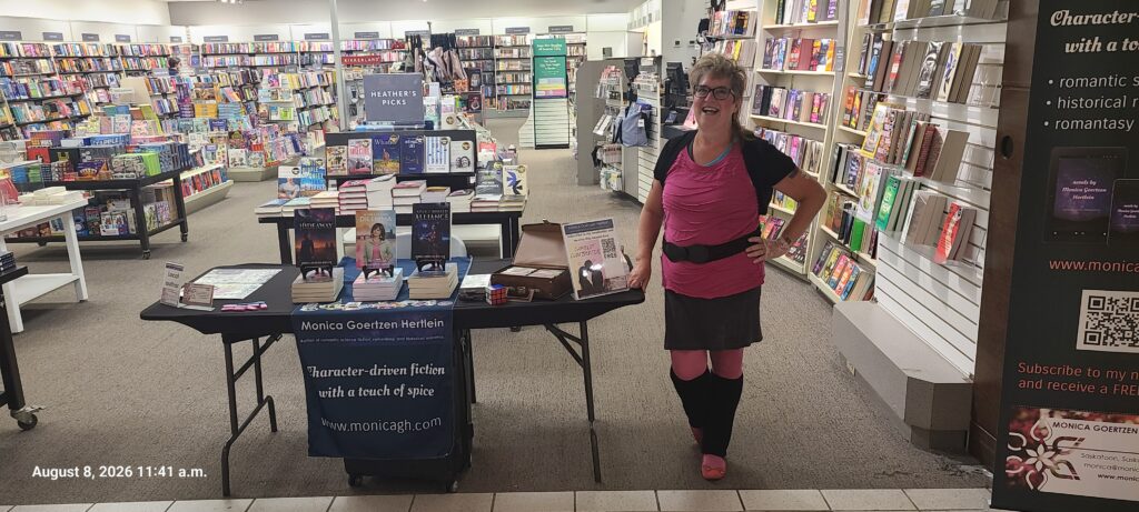 Monica's author table at Coles