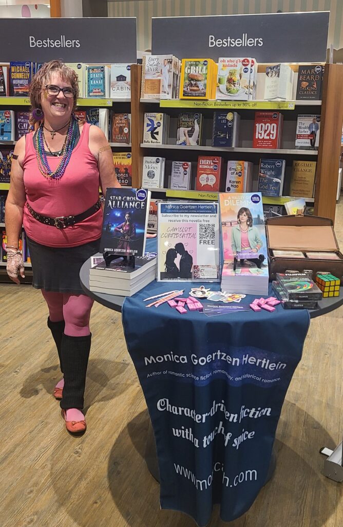 Monica's author table at Indigo